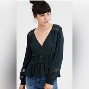 American Eagle Outfitters Emerald Green Top